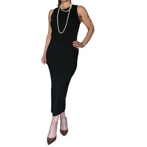 On-34th Women's Black Ribbed Round Neck Sleeveless Sweater Dress Size M stretchy